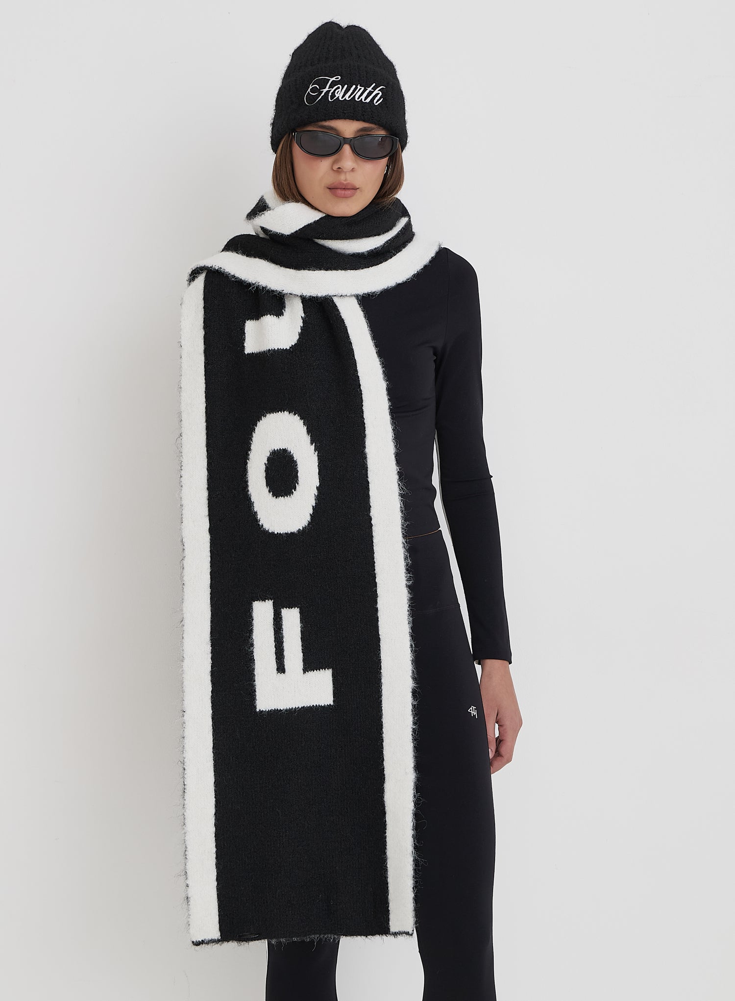 Black Fourth Branded Knitted Beanie Hat